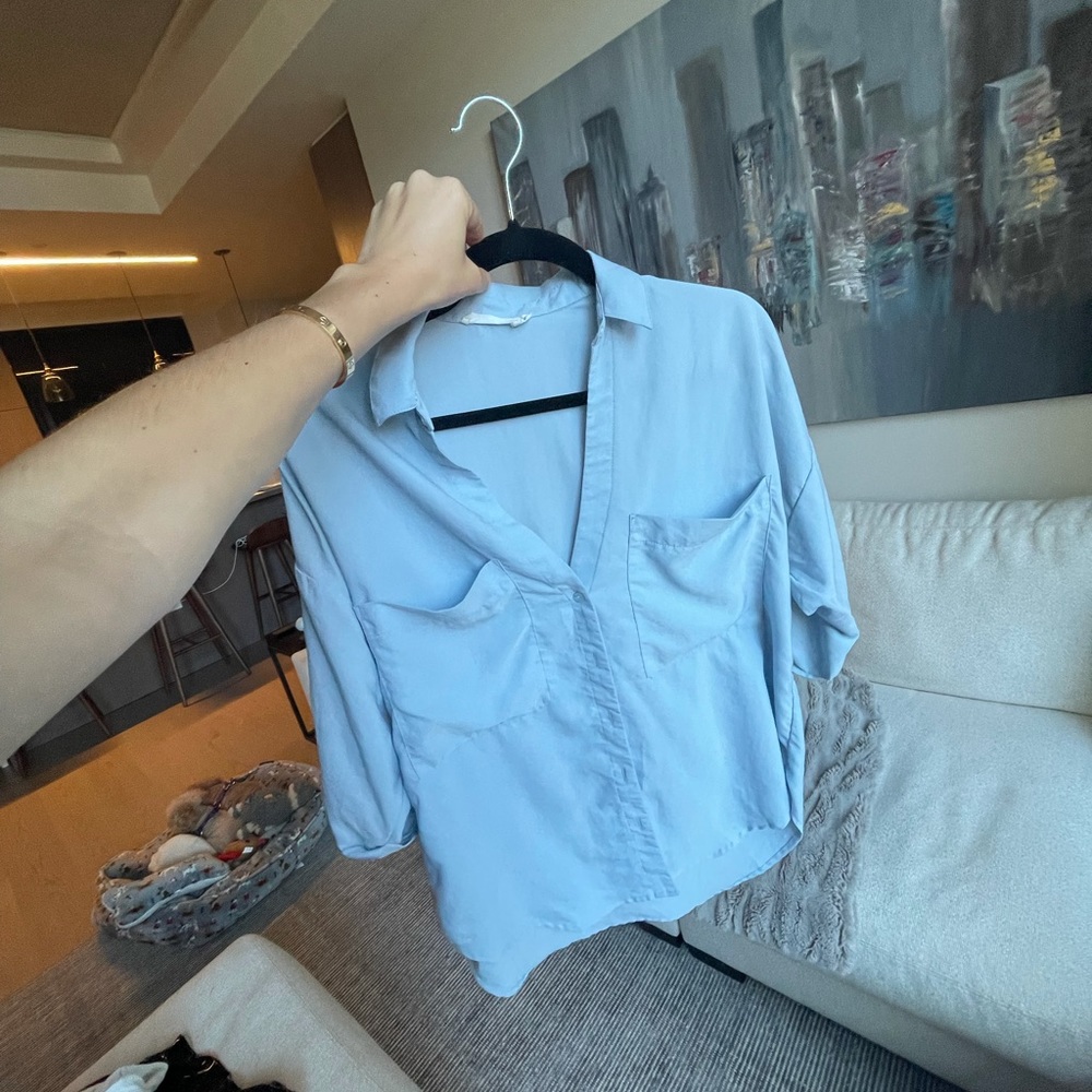 Light blue button up